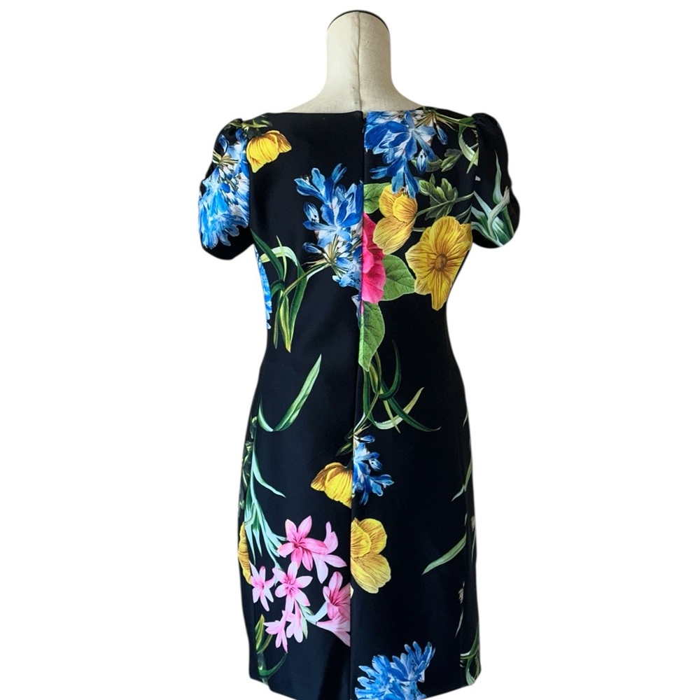 NWOT KARL LAGERFELD Ruched Sleeve Floral Y2K Suba Sheath Dress 12P - Picture 4 of 6